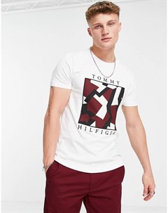 Белая футболка с квадратным принтом логотипа Dazzle Tommy hilfiger