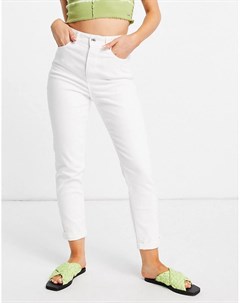Белые джинсы в винтажном стиле с уплотненным поясом New look