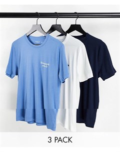 Набор из 3 футболок голубого черного и белого цветов с небольшим логотипом Abercrombie & fitch