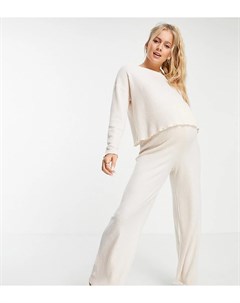Кремовые пижамные брюки с широкими штанинами и вафельной фактурой New look maternity