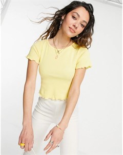 Укороченная облегающая футболка желтого цвета с волнистым краем Asos design