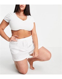 Пижамные шорты белого цвета из легкой жатой ткани Plus Выбирай и Комбинируй Loungeable