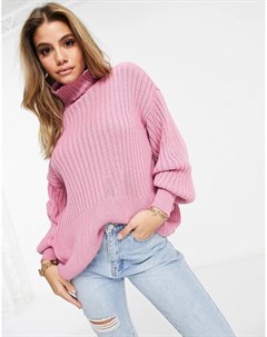 Розовый вязаный свитер с рукавами фонариками I saw it first