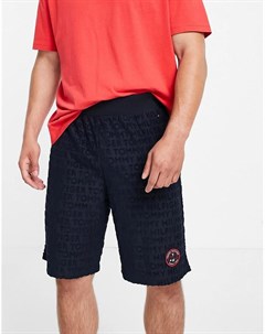 Темно синие махровые шорты с маленьким теннисным логотипом Tommy hilfiger