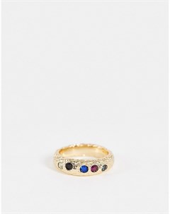 Золотистое кольцо с разноцветными вставками Asos design