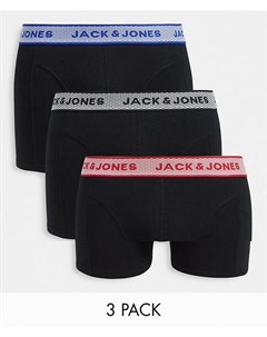 Набор из 3 пар черных боксеров брифов с контрастным поясом Jack & jones