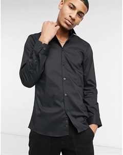 Узкая эластичная рубашка черного цвета Moss London Moss bros