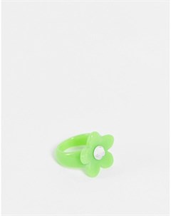 Зеленое пластиковое кольцо в виде цветка Asos design