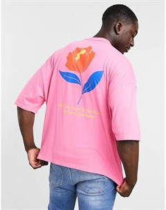 Oversized футболка из органического хлопка с цветочным принтом на спине Asos design