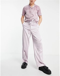 Пудровые атласные брюки в строгом стиле с очень широкими штанинами Asos design