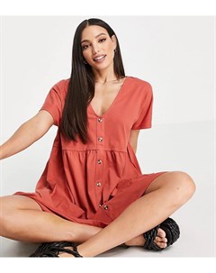 Свободное платье мини имбирного цвета на пуговицах Tall Asos design