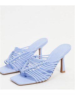 Голубые мюли для широкой стопы на высоком каблуке с решеткой из ремешков Nyle Asos design