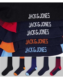 Набор из 5 пар носков с контрастной пяткой и носком разных цветов Jack & jones