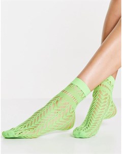 Неоново зеленые ажурные носки до щиколотки Gipsy