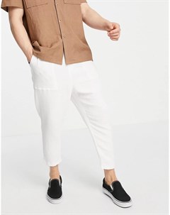 Белые брюки из легкой фактурной ткани с заниженным шаговым швом Asos design