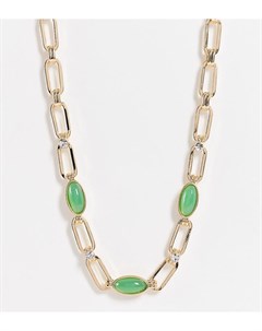 Эффектное золотистое ожерелье цепь с зелеными агатами Inspired Reclaimed vintage