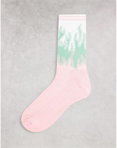 Спортивные носки с узором пламени пастельных оттенков Asos design
