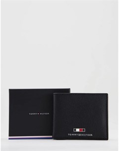 Черный кожаный бумажник с логотипом в виде флага Tommy hilfiger