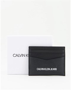 Черный кожаный кошелек для пластиковых карт с логотипом Calvin klein jeans