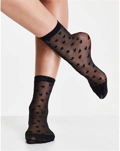 Черные сетчатые носки с сердечками Pretty polly