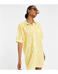 Желтое платье рубашка с абстрактным волнистым принтом ASOS DESIGN Tall Asos tall