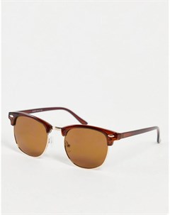 Коричневые солнцезащитные очки в коричневой оправе в стиле ретро с черепаховым принтом Only & sons