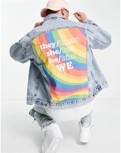 Светлая выбеленная джинсовая куртка с радужным принтом на спине Pride Liberation Thanks Marsha Levi's®