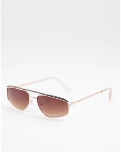 Женские квадратные солнцезащитные очки в серебристой оправе с коричневыми стеклами Jeepers peepers
