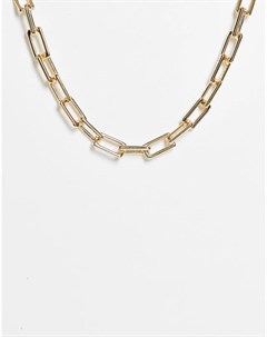 Золотистое ожерелье цепочка с крупными прямоугольными звеньями Ashley Monki