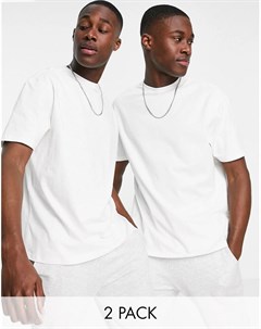 Набор из 2 свободных футболок в стиле oversized белого цвета Another influence