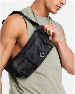 Черная сумка кошелек на пояс в утилитарном стиле Farah