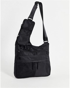 Черная нейлоновая сумка через плечо с карманами на кнопках Asos design