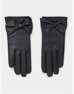 Кожаные черные перчатки для сенсорных экранов с бантами Asos design