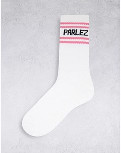 Белые носки с полосками розового цвета Parlez