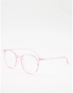Круглые очки с защитой от синего света в прозрачной розовой оправе My accessories