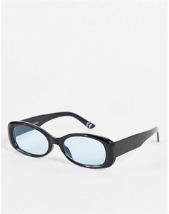 Овальные солнцезащитные очки в черной оправе с голубыми стеклами Asos design