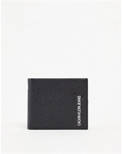 Черный кожаный складной бумажник с логотипом Calvin klein jeans