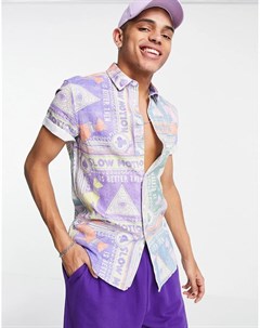 Классическая льняная рубашка с воротником и принтом пастельных оттенков Asos design