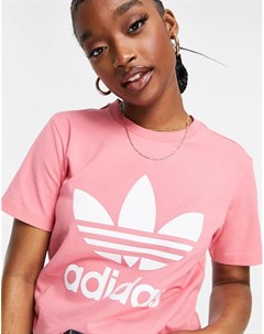 Розовая футболка с крупным логотипом по центру adicolor Adidas originals