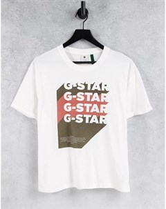 Белая футболка с графическим логотипом G-star