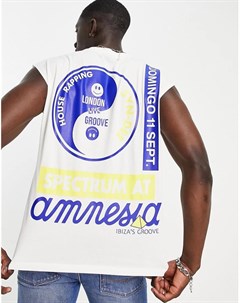 Белая oversized майка с принтом Amnesia Ibiza Asos design