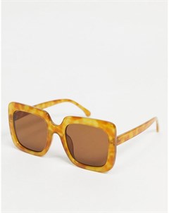 Светло коричневые солнцезащитные очки в квадратной черепаховой oversized оправе Hanni Monki