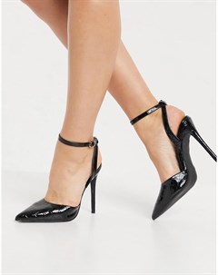 Черные туфли на шпильке с имитацией кожи крокодила Glamorous