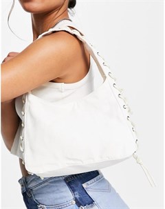 Белая сумка на плечо со шнуровкой Lydia Weekday
