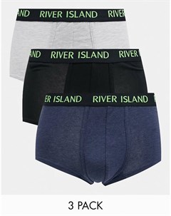 Набор из 3 боксеров серого цвета River island