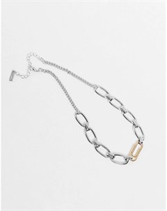Ожерелье чокер со скрепкой из комбинированных металлов Topshop