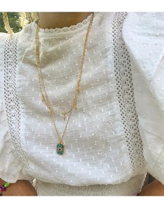 Золотистое ярусное ожерелье с цветным искусственным камнем и подвесками в виде звезд Inspired Reclaimed vintage