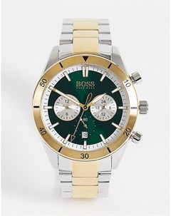 Мужские часы браслет из комбинированных металлов золотистого цвета Boss