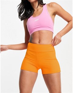 Оранжевые короткие шорты в рубчик для занятий фитнесом South beach