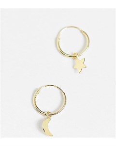 Эксклюзивные золотистые серьги кольца диаметром 12 мм в астрономическом стиле с подвесками в форме з Kingsley ryan